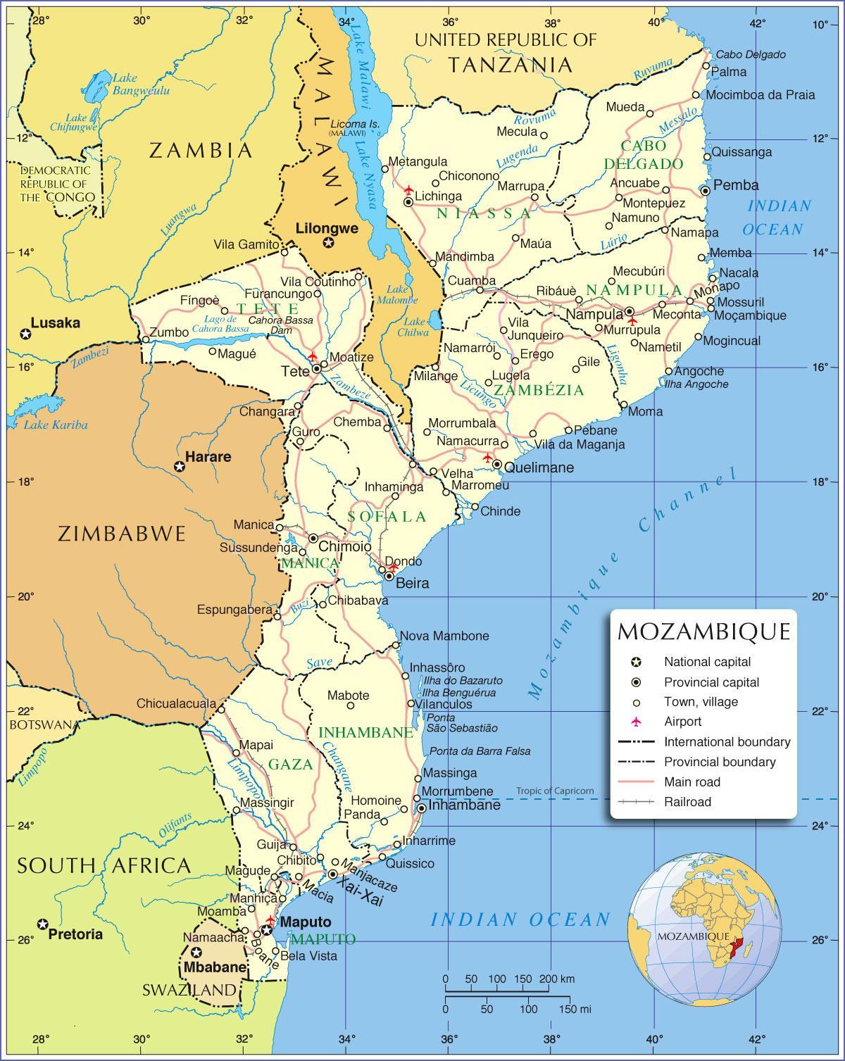 Mozambique rivières carte